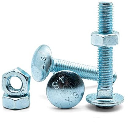 Hippo Hardware M6 (6mm X 40mm) Carriage Cup Square Bolts Coach Screws with Hexagon Nuts Zinc Steel (Pack of 5)