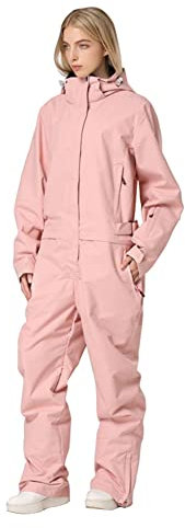 HOTIAN Damen Schneeanzug, Damen Einteiler Skioverall Wasserdicht Winddicht Winter Warme Einteiliger Skioverall,für Wandern Klettern Isoliertes Snowboarden Pink-Women XL
