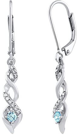 SILVEGO Damen Ohrringe aus 925 Sterling Silber mit echtem blauem Topaz Swiss und Brilliance Zirconia