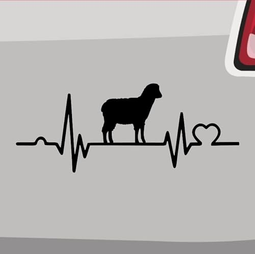 Generisch Herzschlag Schaf Aufkleber Sticker Liebe Bauernhof Gors Sheep Herz Wolle 28x11cm Farbe: Schwarz