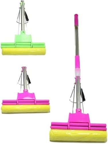 PEBBLE HUG Rinse Squeeze Stainless Steel Cleaning Mop for Home, Kitchen, and Bathroom - Multi-colour, Yellow Cleaning Sponge Mop, Assorted Colours, For Home, Kitchen, Bathroom