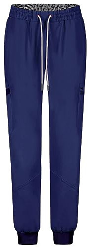 B-well Ricci Pantalón Sanitario Mujer con Elastano 7 Bolsillos, Uniformes Sanitarios, Azul, M