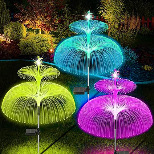 Garten Solarlampen Für Außen, 3 Stück Quallen Solarleuchten Für Außen Mit 7 Farben Wechselnde Solarleuchten Gartendeko Für Draußen Wasserdicht IP65, Solar Gartenleuchten Für Garten Deko, Rasen, Balkon