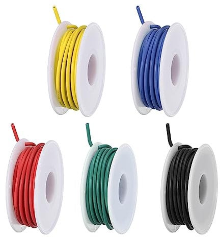 sourcing map 16AWG Wire 16 Gauge Electrical Wire, PVC 1007 Stranded Wire Hook Up Wire Tinned Copper Wire 25m(82ft) 5 Colors for DIY and Wiring Applications