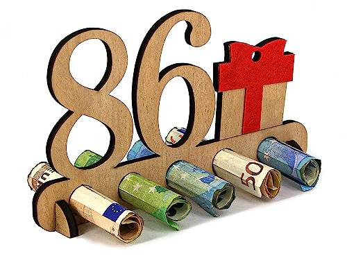 Giftota - 86. Geburtstag Geldgeschenk Holz - Geschenk zum 86.Geburtstag - Geburtstag Jubiläum - Geschenke aus Holz - Geschenke für Freunde, Familie