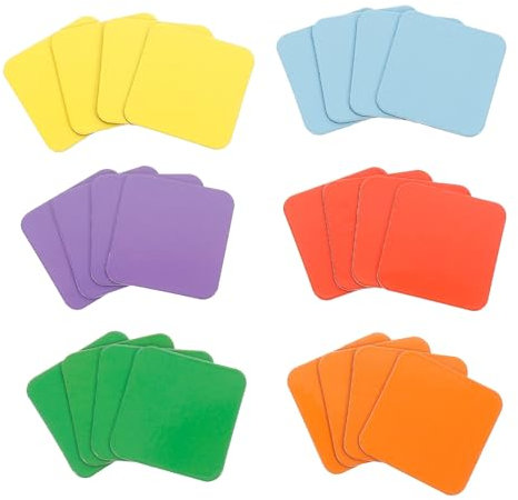 NUOBESTY 24pcs Square Magnetic Stickers Rubber Fridge Magnets for Home Decor Teaching Tools and Note Display Assorted Color