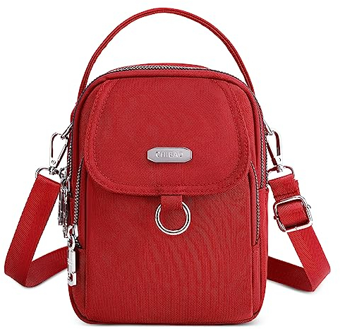 FORRICA Handy Umhängetasche Damen Handytasche zum Umhängen Wasserdicht Handtasche Frauen Schultertasche Kleine Crossbody Tasche mit Kopfhöreranschluss Rot A