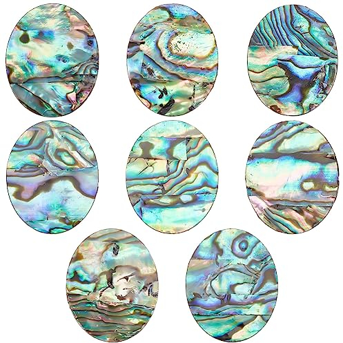 BENECREAT 8 pcs Abalone Shell Cabochon Naturel Paua Shell Cabochons Lâche Gemme Ovale Abalone Shell Charms Simple Face Shell pour la Décoration Intérieure, Fabrication de Bijoux Bricolage, 26x21x1mm