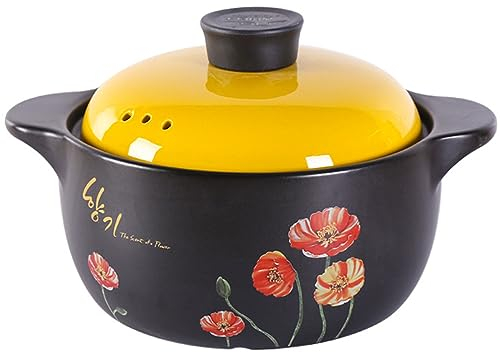 HUHJYUGE Mini Casseruola Ceramica, Casseruola Ceramica Forno, Casseruola Ceramica Antiaderente, Casseruola Terracotta con Coperchio di Zuppa Pot Resistente al Calore (4.5L)