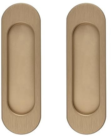MOROBOR Tiradores ovalados autoadhesivos para puerta corrediza, 2 tiradores ocultos de aleación de aluminio para puerta corrediza de granero, armario, cajones (oro bronce, 100 mm)