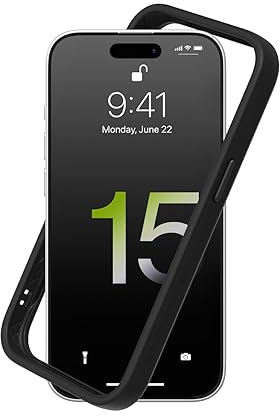 RhinoShield Bumper Case kompatibel mit [iPhone 15] | CrashGuard - Stoßdämpfende Schutzhülle im schlanken Design - 3.5 Meter Fallschutz - Schwarz