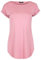 Ladies Curved Hem Jersey Plain Top Womans Round Neck Turn Up Cap Sleeve T Shirt (18, Rose Pink)