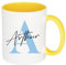 Getagift Personalised Mug Initial with Name, Alphabet Mug, Inside Coloured Coffee, Tea Mug. (Yellow)
