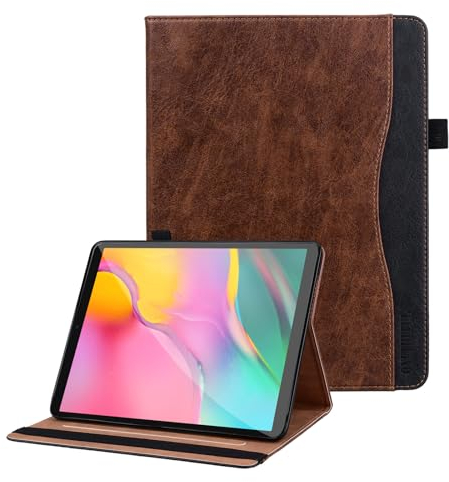 Custodia Cover per Samsung Galaxy Tab A 10.1 2019 (SM-T510/T515) Protettivo Fascia Elastica Supporto in Pelle PU Marrone