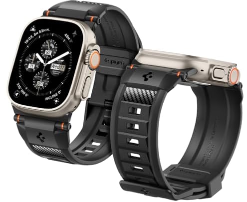 Spigen Cinturino Rugged Armor Ultra Band Compatible con Apple Watch Series per Apple Watch Ultra 2/1 49mm, Series 10 46mm, 9/8/7 45mm, 6/SE/5/4 44mm e 3/2/1 42mm - Nero opaco