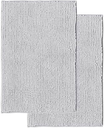 Decomira Badematte rutschfest | Als Badteppich Set kombinierbar | Badezimmer-Teppich Bad-Vorleger waschbar aus Chenille | Duschvorleger für Dusche, Badewannen, WC Deko | Grau - 50x80 cm (2stk)