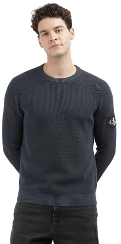 Calvin Klein Herren Pullover Badge Easy Strickpullover, Ink (Blau), XL