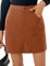 Kate Kasin Damen Cordrock Minirock Hohe Taille Schmale Passform Wickelrock Kordsamt Rock Kurzer Rock aus Cord Braun XXL
