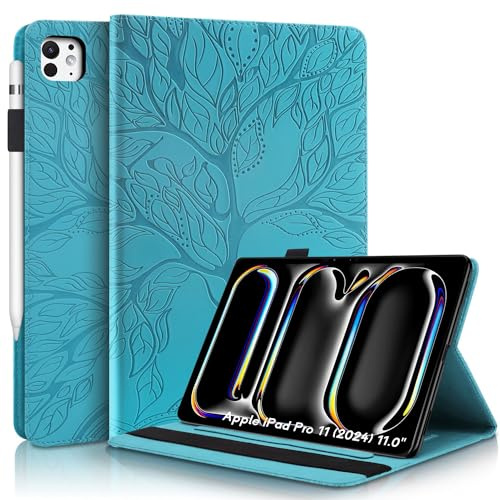 Succtopy Coque pour iPad Pro 11 Pouces M5/M4 (2025/2024) Housse de Protection avec Porte-Pencil Étui à Rabat avec Support Fonction iPad Pro 11 Pouces 2025/2024 Bleu