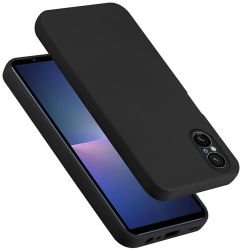 Cadorabo Hülle kompatibel mit Sony Xperia 5 V Hülle Silikon Handyhülle für Xperia 5 V Case aus flüssigem Silikon- Kratzfeste und stoßfeste dünne TPU Schutzhülle - Liquid SCHWARZ