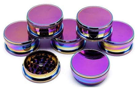 Plastic Herb Grinder 3 Part Magnetic Shark Teeth Assorted Colours, 60mm 3 Piece Herb Grinders, Portable and Pocket Size, Smell Proof Airtight Stash Compartment (Purple)