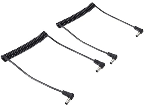 PATIKIL USB Stromkabel 5 ft 5,5 mm x 2,5 mm männliches zu männliches DC-Netzkabel, 2 Stück rechtwinklige Drahtadapter-Spiralkabelverlängerungskabel für LED-Streifen DVR-Router