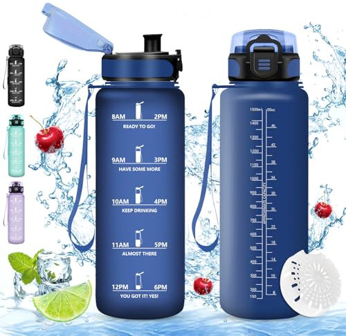 Vikaster große trinkflasche, 1.5l BPA-frei trinkflasche, Trinkflasche Fahrrad, Auslaufsicher, Trinkflasche Kohlensäure Geeignet, Trinkflasche sport für Fahrrad, Fitness, Outdoor