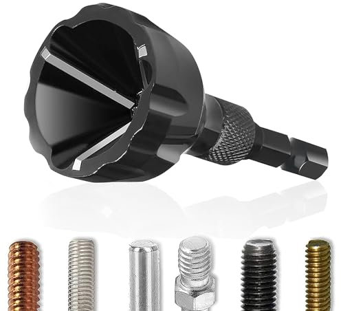 Deburring External Chamfer Tool with Tungsten Carbide Blade - Deburring Drill Bit, Remove Burr Tools Quick Release 1/4 Inch Hex Shank - Ideal for Repairing Damaged Bolts- Fits 1/8 to 3/4 (3mm-19mm)