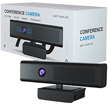 PLCPDM Webcam 3 en 1 avec microphone et haut-parleur 1080p Bouton de sourdine Plug and For Play Computer Camer