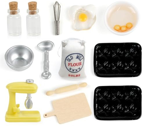 13 Stück Wichtel Zubehör Küchen Set,Miniatur Küche,Mini Wichtel Zubehör Backen Set,Miniatur Mehlsäcke,Perfektes Weihnachts oder Kindergeburtstagsgeschenk