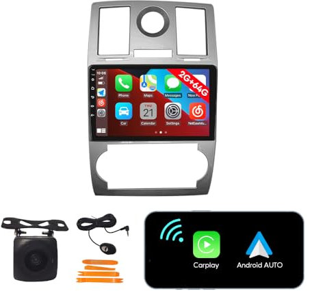 [2G 64G] Android Car Stereo FM Radio Carplay Android Auto 9 Touchscreen Headunit Media Player with Backup Kamera Für Chrysler 300C 2005 2006 2007