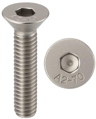 Viti in acciaio inox M6 x 12 mm a testa svasata BTR Ø 6 x 12 mm | M6 x 12 mm FHC esagono incassato (chiave a brugola) | acciaio inox A2-70 (V2A/304) | ISO 10642 / DIN 7991: set da 20 pezzi ProRaje