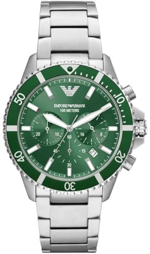 Emporio_Armani Diver AR11500 - Reloj cronógrafo de cuarzo con esfera verde para hombre