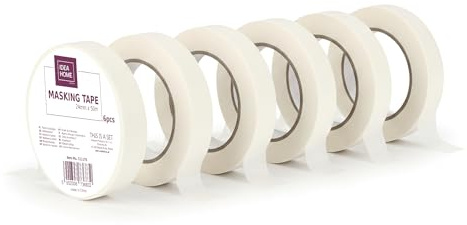 IDEA HOME- 6 Stück Abdeckband, Kreppband Breite 24mm, Länge 50m, 6 Stück Malerband, Malerkrepp, Klebeband für Malerarbeiten, Neutral