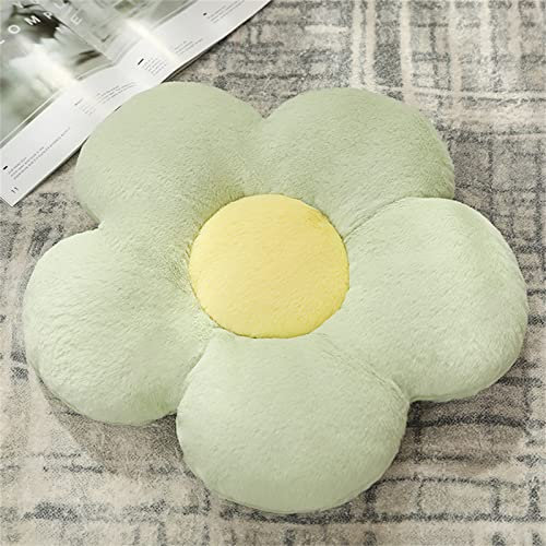 Chickwin Süße Blumenförmiges Plüsch Kissen - Weiches Aesthetic Kawaii Blumenboden Kissen für Zimmer, Hause, Sofa Dekoration (35 * 35, Grün)