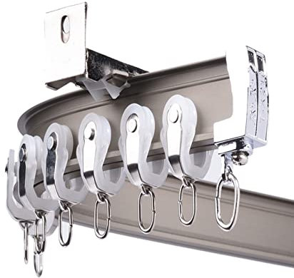 Binario per tenda da esterno in alluminio resistente, montaggio a parete/soffitto, kit per balcone, patio, gazebo, 1,5 m, montaggio a parete, nero