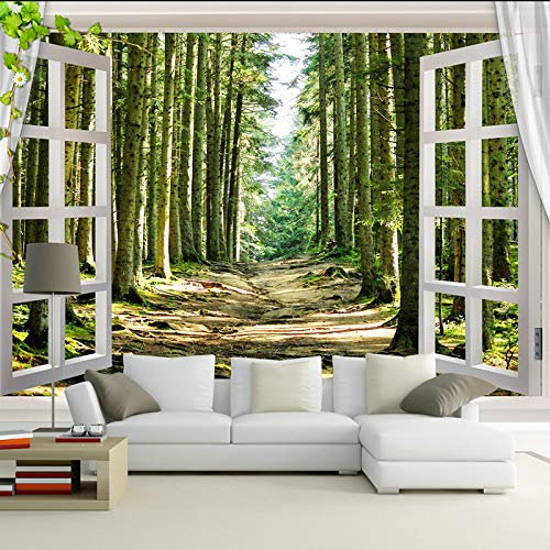 ZYCAFJ Papier Peint 3D Forêt verte Tapisserie Peinture Murale Papier Peint 3D Photo Poster Fresque Salon Chambre Bureau Couloir Mural Décoration