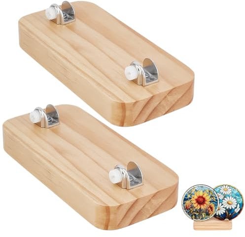 PH PandaHall Espositore In Legno per Pezzi in Vetro Colorato 15cm Supporto per Piatto Decorativo In Vetro Fuso Rustico Supporto per Piastrelle In Ceramica Piatti Immagini Oggetti Collezione Casa