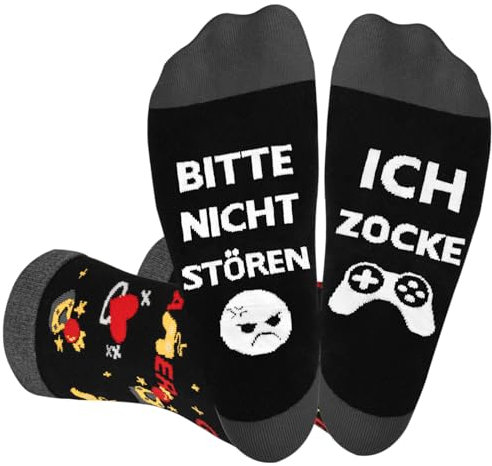 Brightdeal Zocker Socken BITTE NICHT STÖREN – Lustige Geschenke für Gamer, Weiche Unisex-Socken, Atmungsaktive Baumwolle, Perfekt für Geburtstag, Weihnachten, Valentinstag (Gr. 38-45)