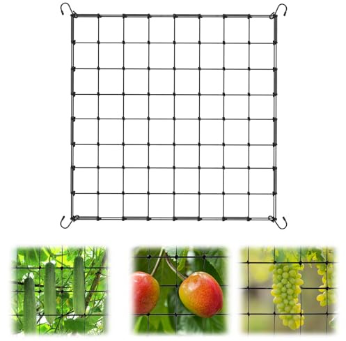 Scrog Netz 100x100cm, Pflanzennetz Grow Netz mit 4 Haken für Pflanzen Gemüse Obst, Wachsen Zelt Netz Kann Gedehnt Werden Elastische Spalier Netz für Garten Balkone Hof (100 * 100cm)