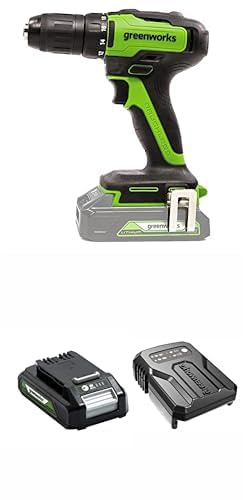 Greenworks GD24DD35 Akku-Bohrschrauber (35 Nm, bürstenlos) + 24V 2Ah Akku & Ladegerät Bundle - 3 Jahre Garantie
