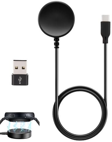 Cargador para Samsung Galaxy Watch 7/ Ultra /6/6 Classic /5/5 Pro / 4/4 Classic /3/ Watch Active 2/Active/FE Cable de Carga USB C Reloj Cargador de Rápida USB Repuesto con Enchufe Adaptador USB 100cm