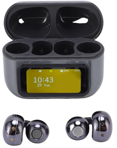 Plyisty Drahtlose Ohrhörer, Bluetooth 5.49 -Kopfhörer Sport, LCD -Touchscreen -Ladekoffer, HiFi -Lautsprecher, Richtungsstallübertragung, Zum Training, Laufen (Black)