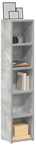 Tidyard CD-Regale 2 STK. Betongrau 21x16x93,5 cm Holzwerkstoff CD Ständer Raumsparendes Büroregal Dekoregal für DJs Bibliotheken