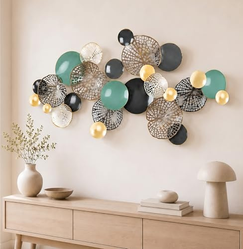 Blissio 3D Groß Wanddeko Wohnzimmer – Flexibel Aufhängbar | 133×67cm,mit Montagezubehör,für Sofa Hintergrundwand,Eingangsbereich Wanddeko Metall