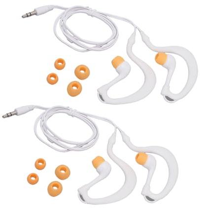 Leftwei 2 Pack IP68 Swimming Earphones, 3.5mm Sport Headphones, Short Cord Wired Buds with Secure Hooks, Ideal for Running, Surfing & MP3 Player