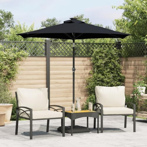 Mokuyary Parasol de Jardin avec mât en Acier Noir 225x225x212 cm, Parasol de Extérieur pour Terrasse, Piscine, Plage, Restaurants, Balcon