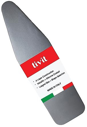 TIVIT Bügelbrettbezug, 35,6 x 111,8 cm, hergestellt in Italien. Pro Grip Pad-Bezüge mit 3 Befestigungsgurten und Zuggummiseil, langlebig, kratz- und schmutzabweisend, gepolsterte Schichten,