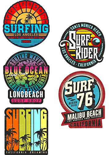 cut-it folientechnik & design MG627 / 5X Aufkleber SURF Breite je ca. 5cm Surfing Beach Malibu USA LA Surfer Board Vintage Tuning