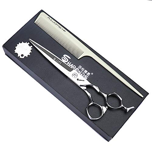 7 Zoll Axemoore Professionelle Friseurschere, mit Schere, Kammeinstellung(7 Zoll flache Schere)
